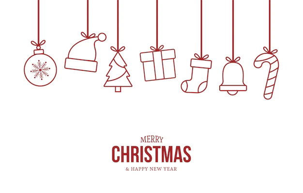 Free Vector | Greeting christmas card with flat christmas objects