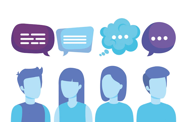 Free Vector | Group of people with speech bubbles