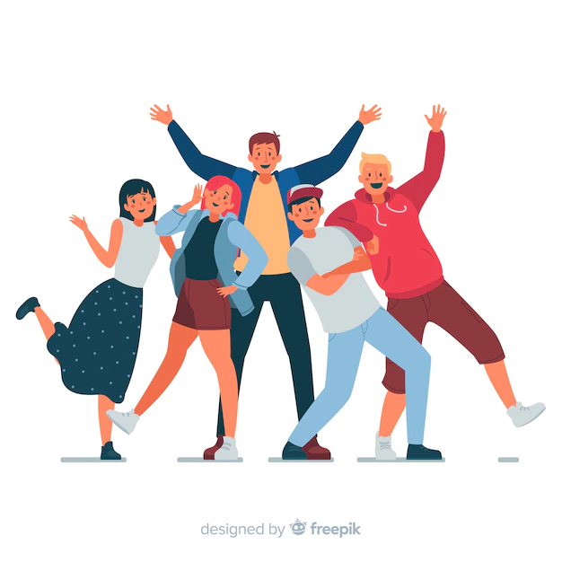 Free Vector | Group of young people posing for a photo