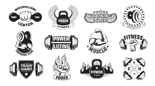 Free Vector | Gym retro logos set