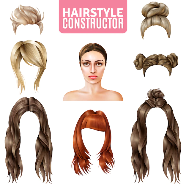 Free Vector | Hairstyles for women constructor