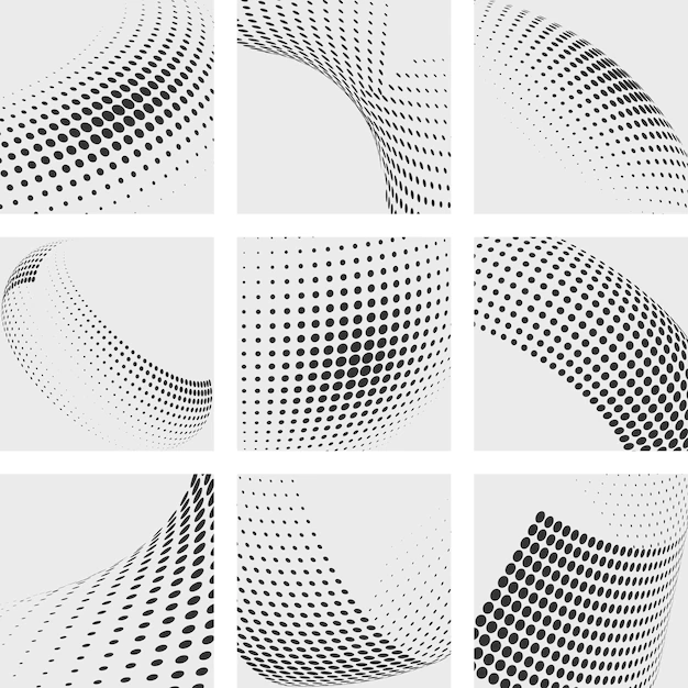 Free Vector | Halftone dots vector abstract backgrounds set. dot pattern element, design dots, gradation wave dot illustration