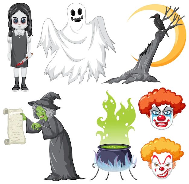 Free Vector | Halloween theme with witch and zombie
