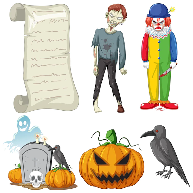 Free Vector | Halloween theme with zombie and clown