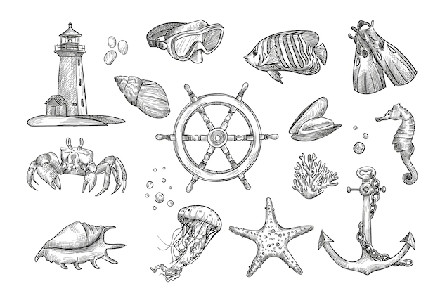 Free Vector | Hand drawing nautical elements illustration collection
