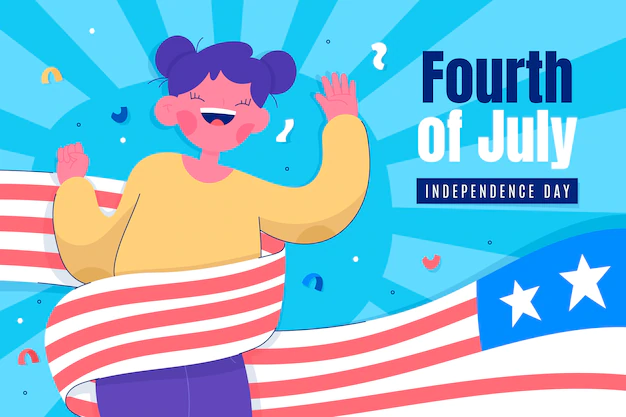 Free Vector | Hand drawn 4th of july background with smiley american