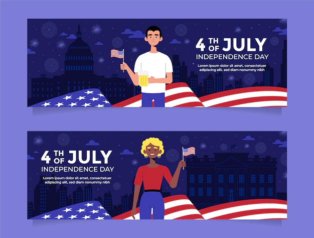Free Vector | Hand drawn 4th of july banners