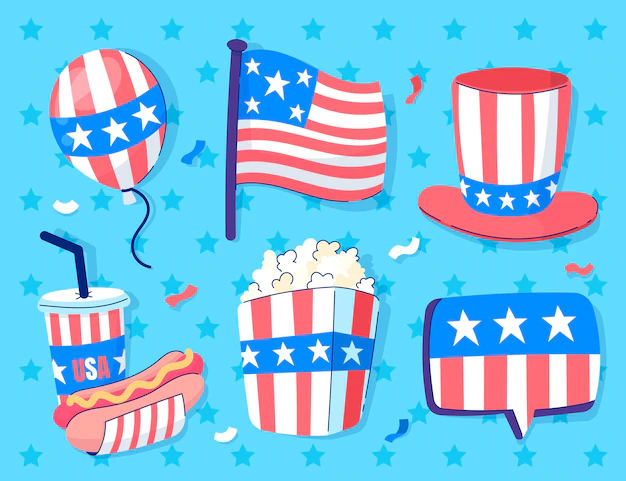 Free Vector | Hand drawn 4th of july element pack