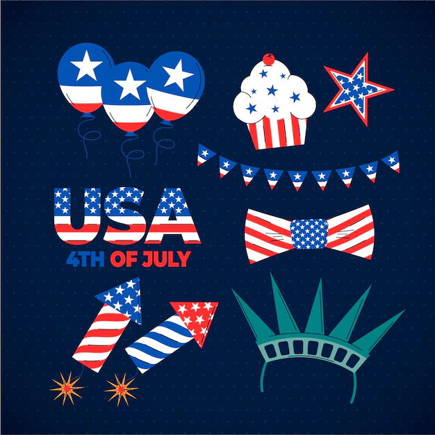 Free Vector | Hand drawn 4th of july element set