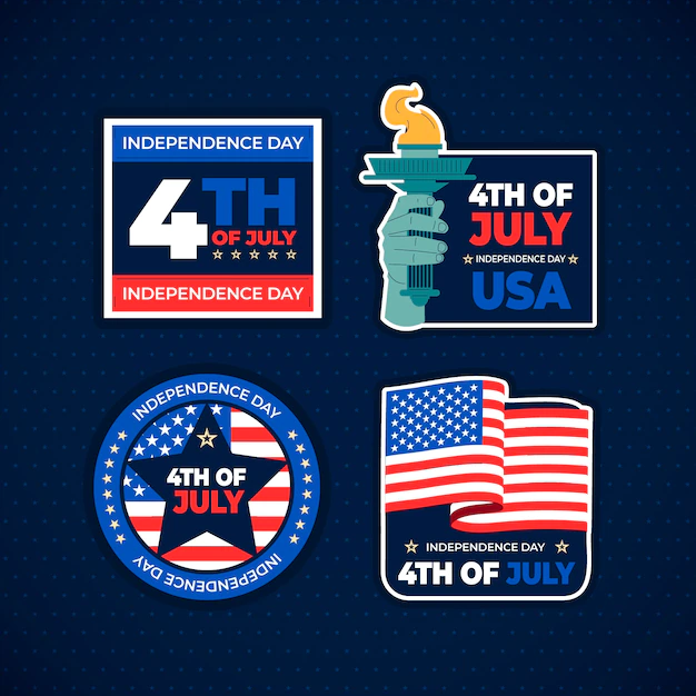 Free Vector | Hand drawn 4th of july logo collection
