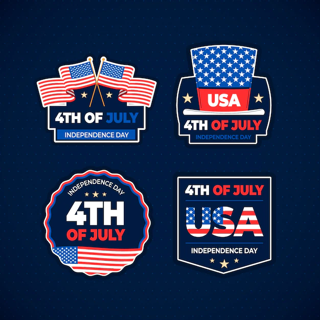 Free Vector | Hand drawn 4th of july logo pack
