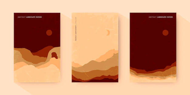 Free Vector | Hand drawn abstract landscape cover collection