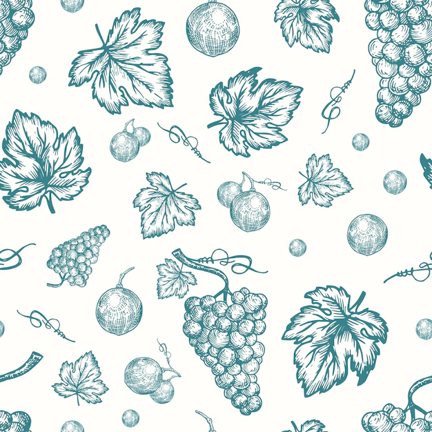 Free Vector | Hand drawn autumn grapes harvest  seamless