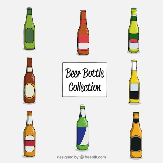Free Vector | Hand drawn beer bottle collection