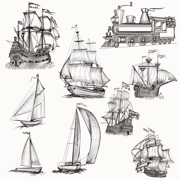 Free Vector | Hand drawn boats collection