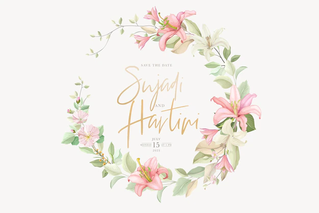 Free Vector | Hand drawn botanical lily and daisy wreath background
