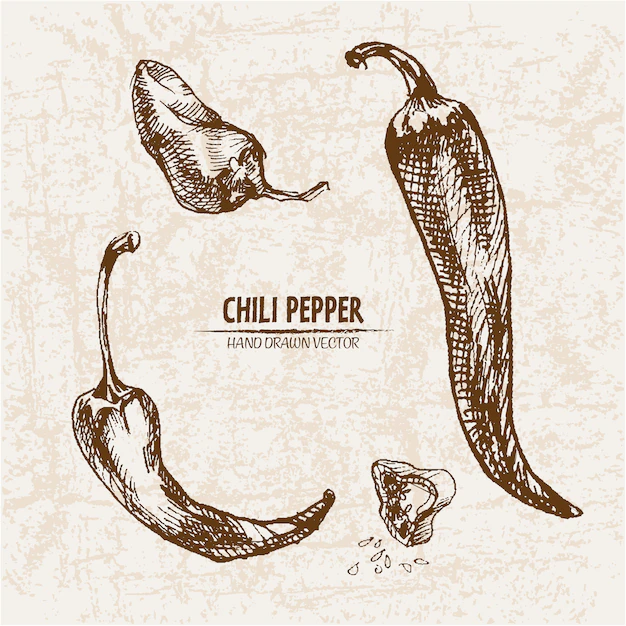 Free Vector | Hand drawn chili peper collection