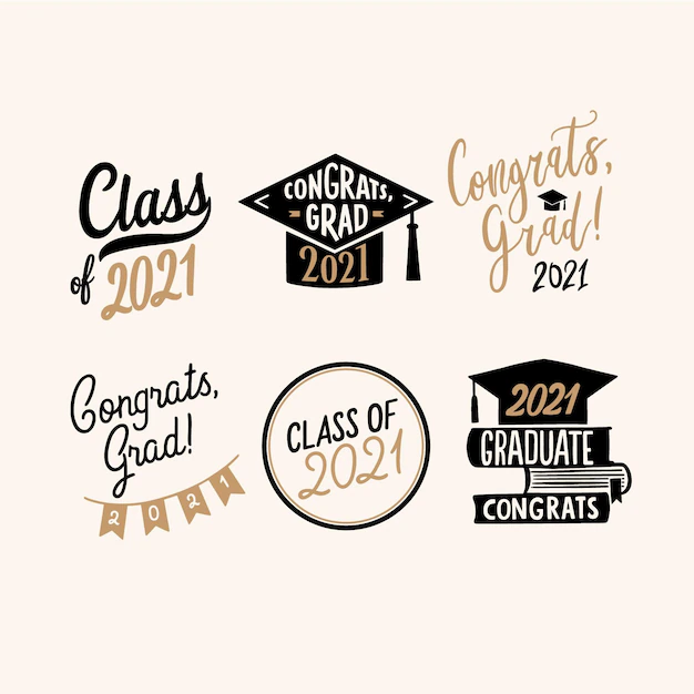 Free Vector | Hand drawn class of 2021 lettering badge collection