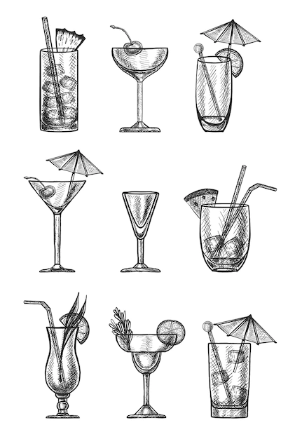 Free Vector | Hand drawn collection of cocktails
