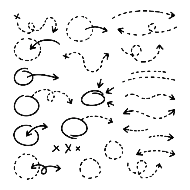 Free Vector | Hand drawn dotted circles and arrows collection