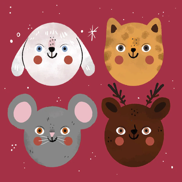 Free Vector | Hand drawn face animals collection