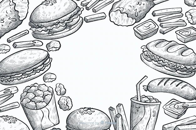 Free Vector | Hand drawn fast food background