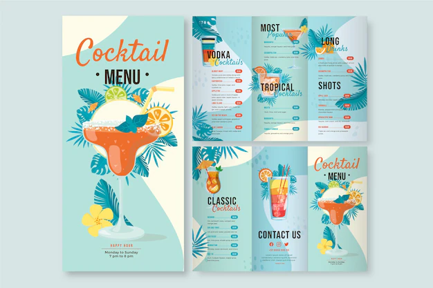 Free Vector | Hand drawn flat design cocktail flyer