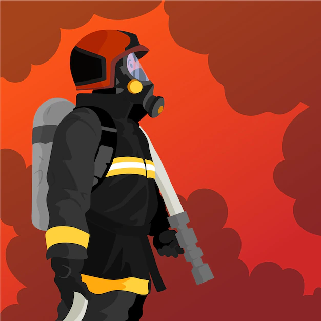 Free Vector | Hand drawn flat design firefighters putting out a fire