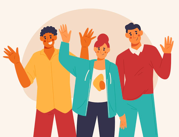 Free Vector | Hand drawn flat design people waving illustration