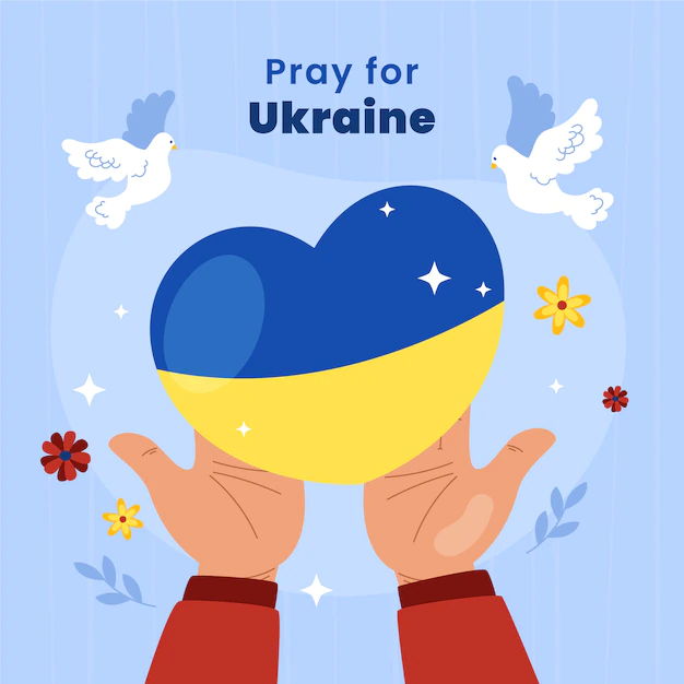 Free Vector | Hand drawn flat design pray for ukraine illustration