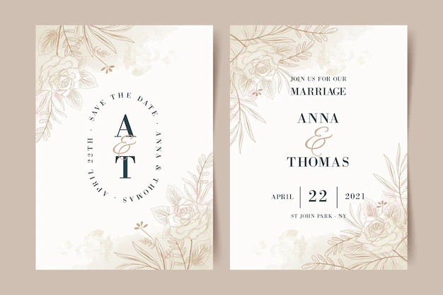 Free Vector | Hand drawn floral wedding invitation