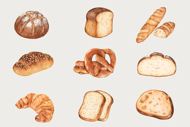 Free Vector | Hand drawn fresh bread set
