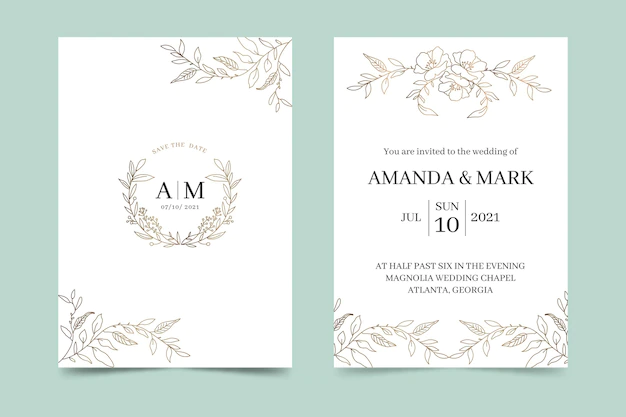 Free Vector | Hand drawn golden wedding invitation template