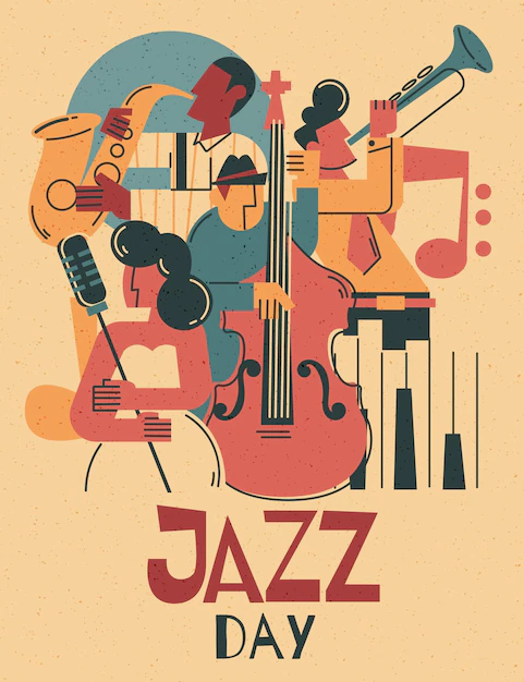 Free Vector | Hand drawn international jazz day illustration
