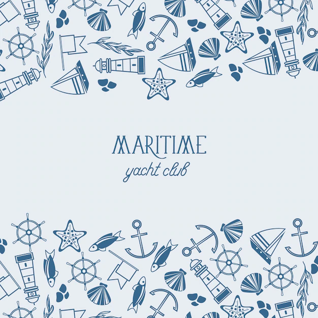 Free Vector | Hand drawn marine  with inscription and nautical elements and icons in vintage style