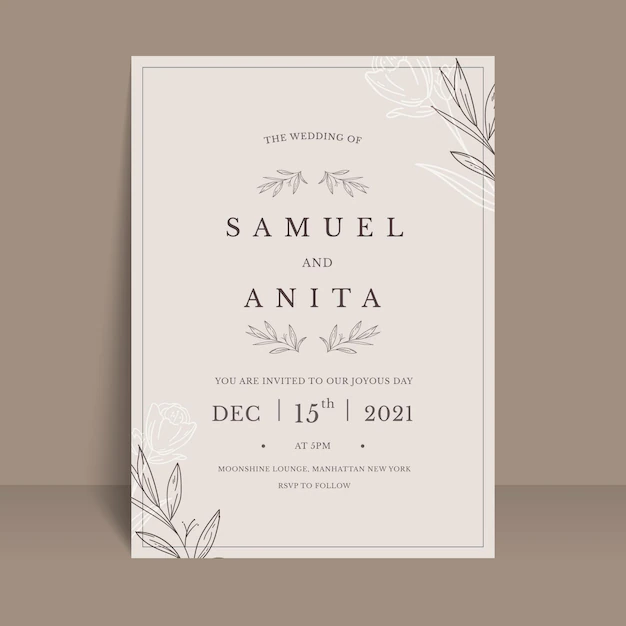 Free Vector | Hand drawn minimal wedding invitation template