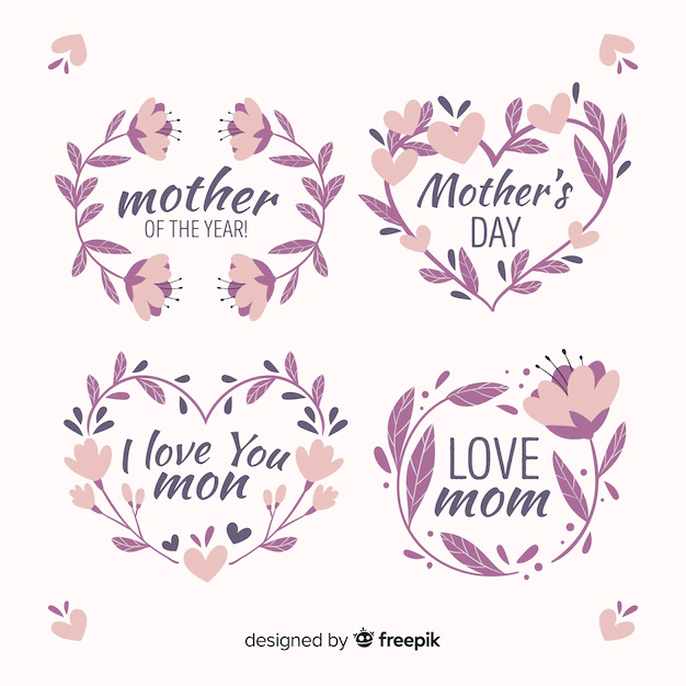 Free Vector | Hand drawn mother's day badge collection
