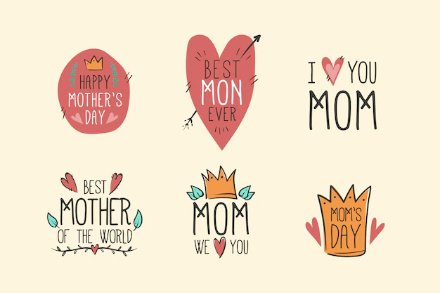 Free Vector | Hand drawn mother's day badges