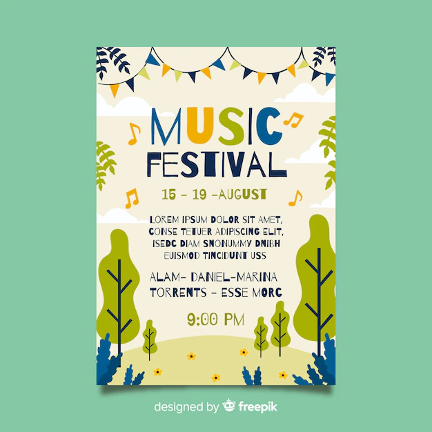Free Vector | Hand drawn music festival poster template