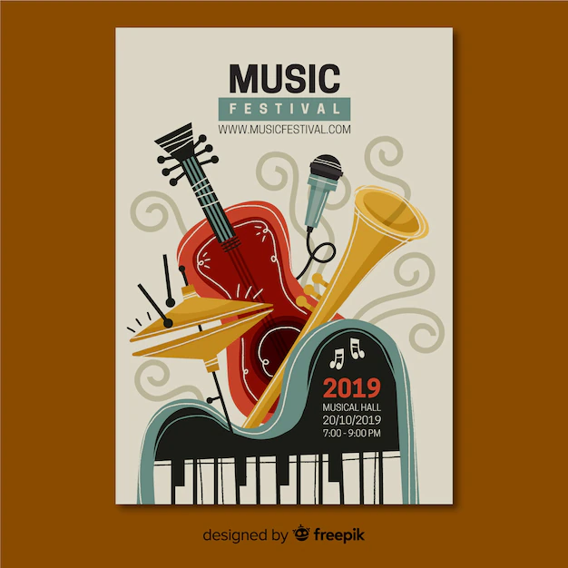 Free Vector | Hand drawn music festival poster