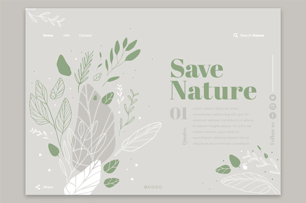 Free Vector | Hand drawn nature template landing page