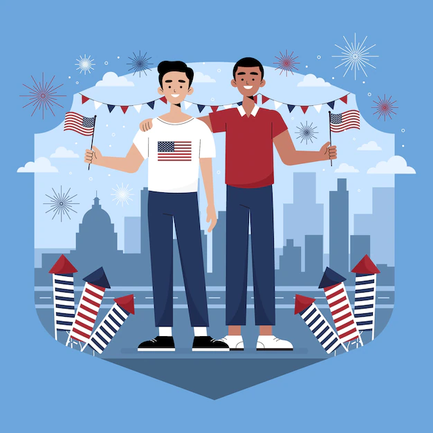 Free Vector | Hand drawn people 4th of july illustration