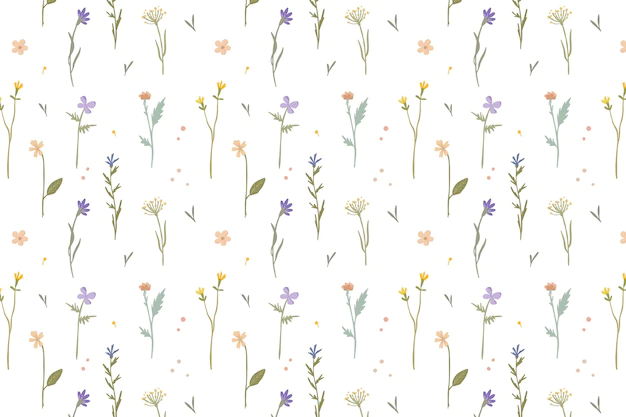 Free Vector | Hand drawn pressed flowers pattern