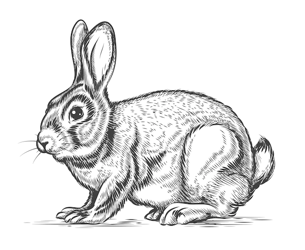 Free Vector | Hand drawn  rabbit in engraving style. bunny and hare, vintage design sketch