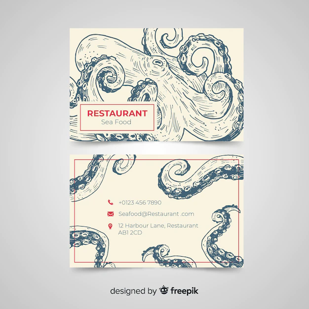 Free Vector | Hand drawn restaurant business card template