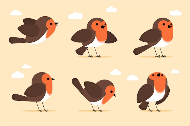Free Vector | Hand drawn robin collection