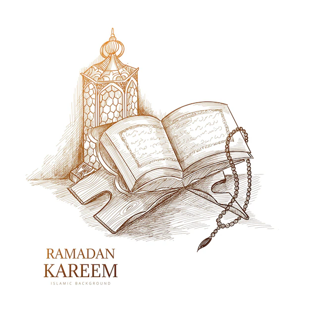 Free Vector | Hand drawn sketch ramadan kareem greeting card
