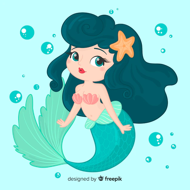 Free Vector | Hand drawn smiling mermaid character
