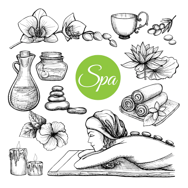 Free Vector | Hand drawn spa treatment set