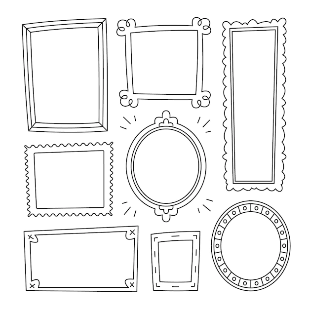 Free Vector | Hand drawn style doodle frame set